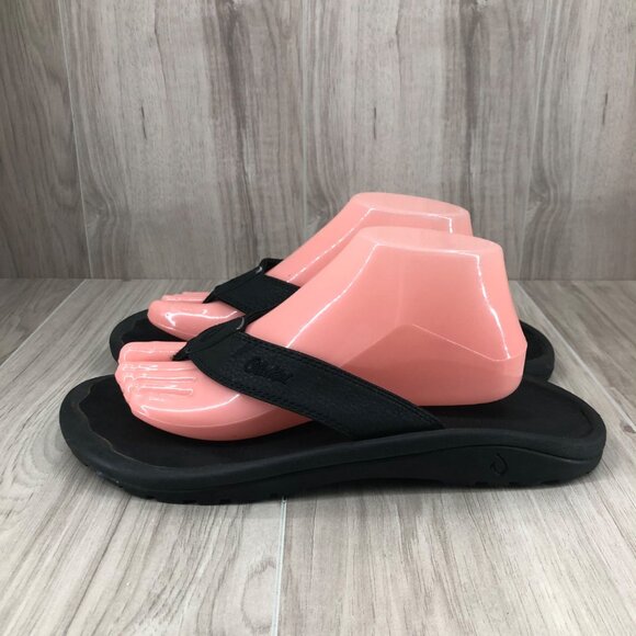Olukai Flip Flops Mens EU 42 Ohana Black Slip On Thong Sandals - Picture 4 of 12
